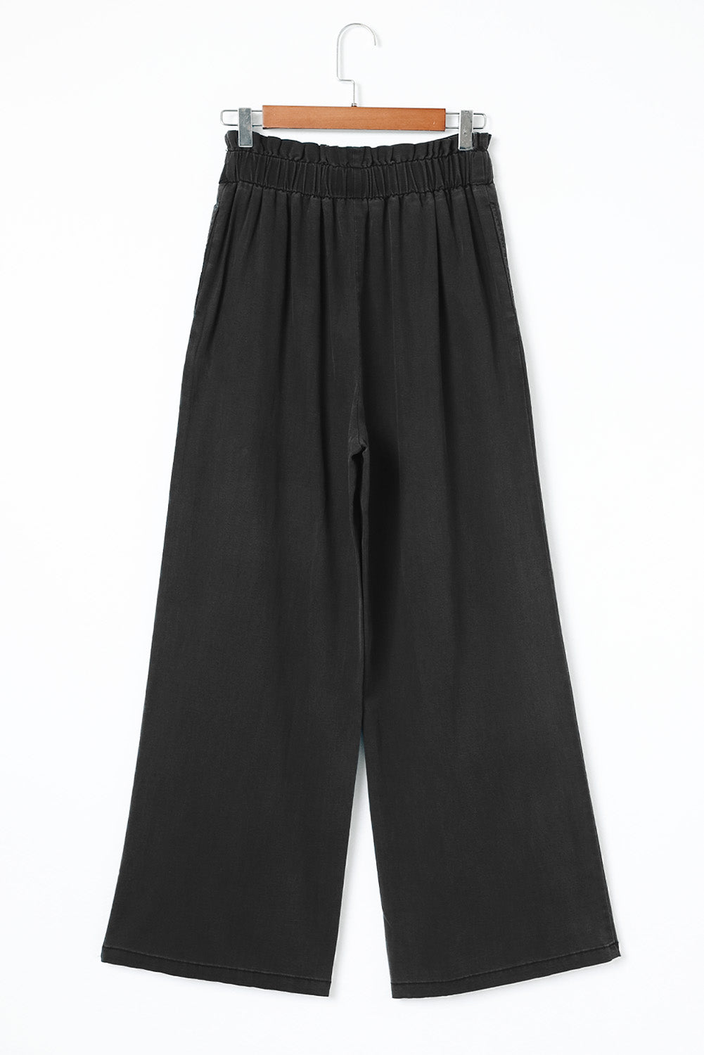 Black high-waisted wide-leg pants size chart