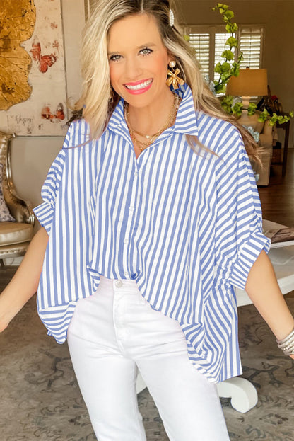 Close-up of the button-down front closure on the blouse.